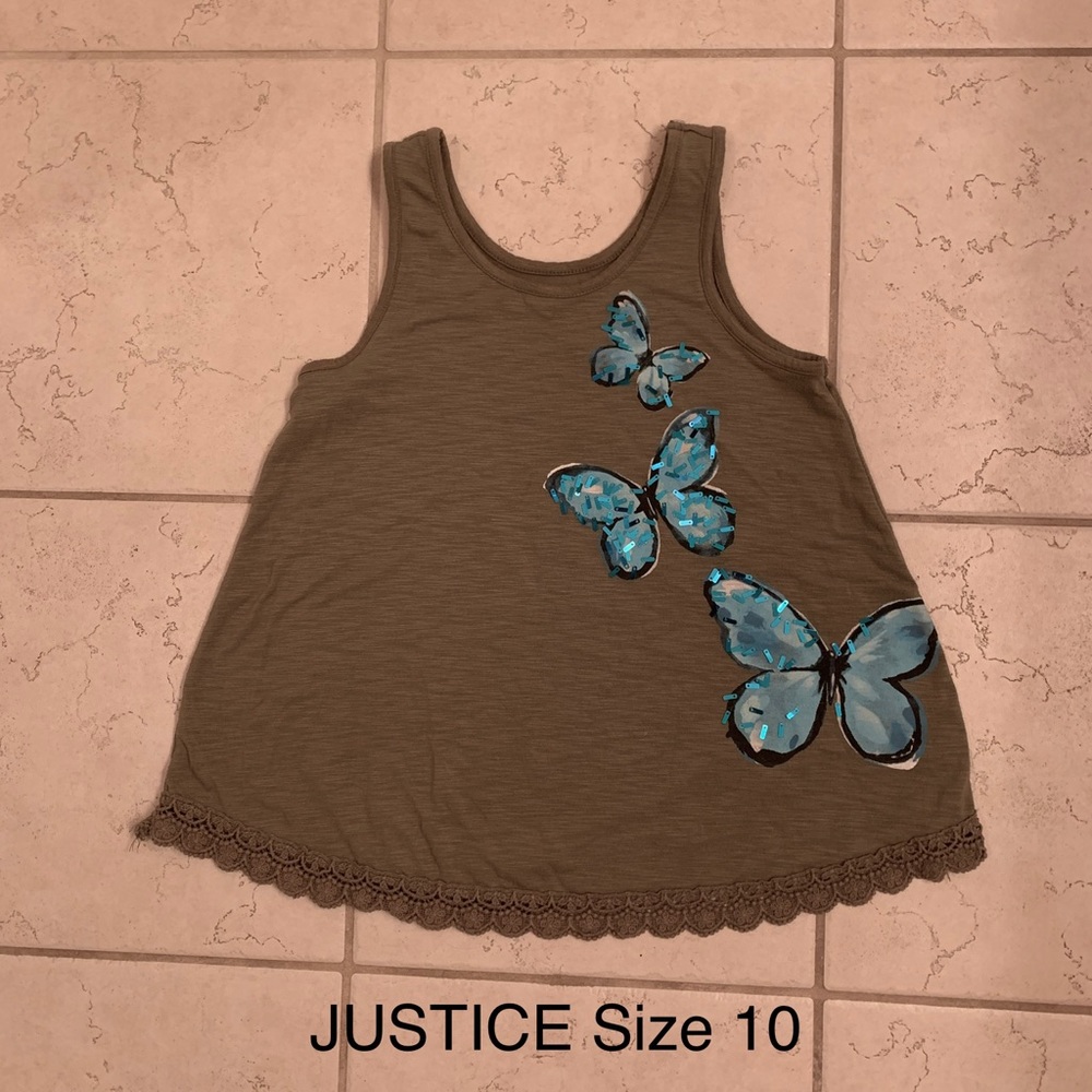 JUSTICE Butterfly Tank Top (Size 10)